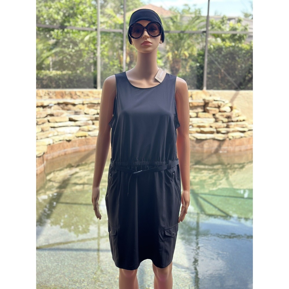 Patagonia Fleetwith Belted Dress L NWT TENCEL® Stretch Black